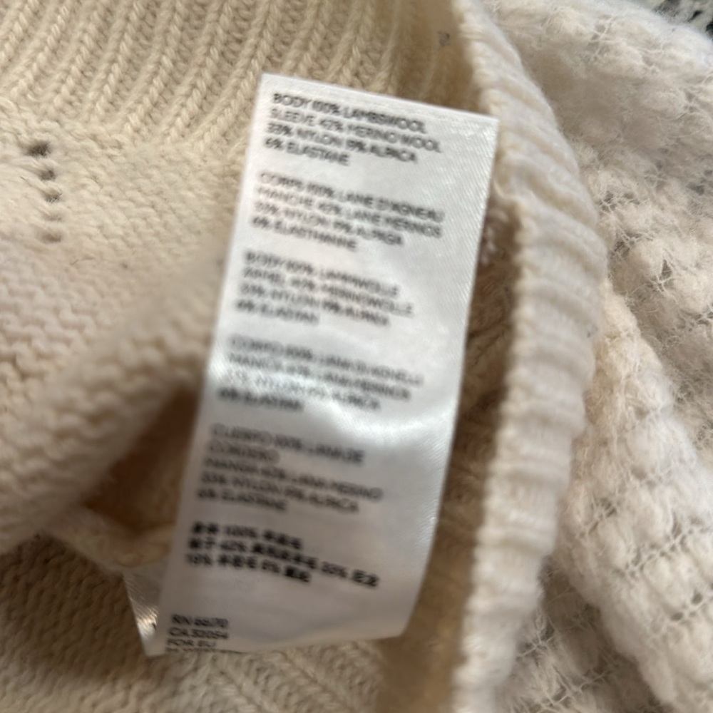 Anthropologie Elizabeth Pointelle Lambswool Alpaca Puffed Sleeve Sweater S L7 - Picture 7 of 7